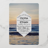 Plage de mer Mariage côtier Foil Invitation (Recto)