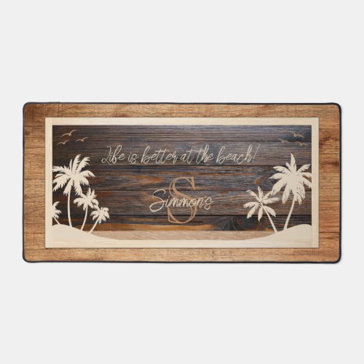 Plage de Monogramme en bois rustique (Recto)