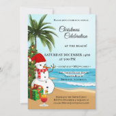 Plage de Noël colorée Fête Invitation (Devant)