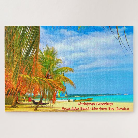 Plage de Palm Montego Bay Jamaïque. Puzzle (Horizontal)