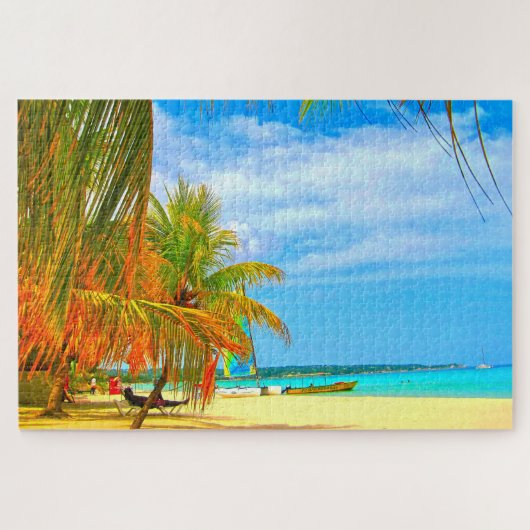 Plage de Palm Montego Bay Jamaïque. Puzzle (Horizontal)
