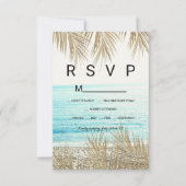 Plage de palmier d'or moderne photo RSVP mariage (Devant)