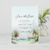 Plage de palmiers tropicaux enregistrer la carte d (Debout devant)