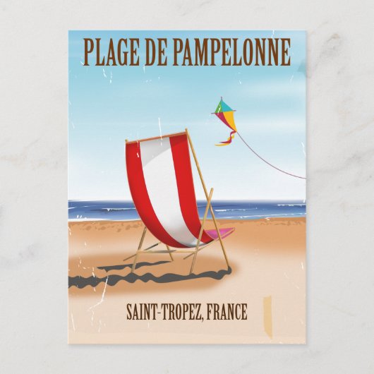 Plage de Pampelonne  franse reisposter Briefkaart (Voorkant)
