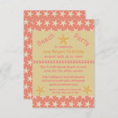 Plage de poisson-Starfish rose - Invitation de la  (Devant / Derrière)