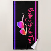 Plage de Reting Face Serviette de plage noire et b (Devant)