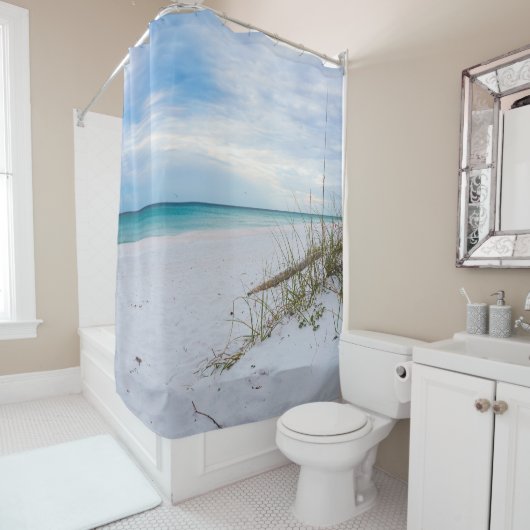 Plage de sable blanc Oats de mer Rideau de douche (En situation)