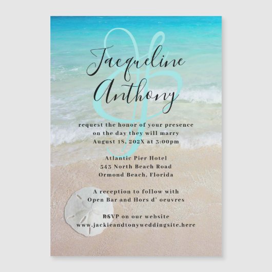 Plage de sable Dollar Faire-part de mariage magnét (Devant)