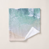 Plage de sable et de plage de dentelle verte et bl (Gant de toilette)