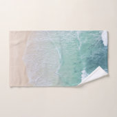 Plage de sable et de plage de dentelle verte et bl (Serviette à main)