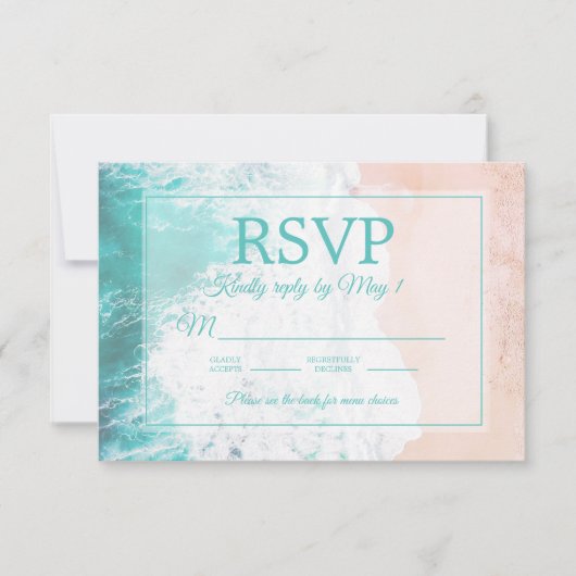 Plage de sable océan turquoise Mariage RSVP #2.2 (Devant)