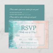 Plage de sable océanique sarcelle Mariage RSVP #1 (Devant / Derrière)