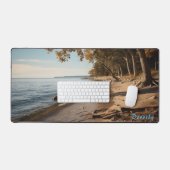 Plage de sable personnalisée avec Arbres Desk Mat (Clavier et souris)