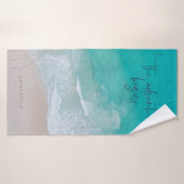 plage de sable tropical océan l'aventure commence (Serviette de bain)