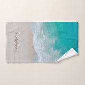 plage de sable tropical océan vagues ensoleillées (Serviette à main)