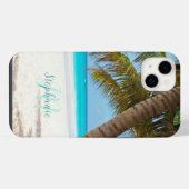 Plage de Sable Tropical Turquoise Monogramme Palmi (Verso Horizontal)