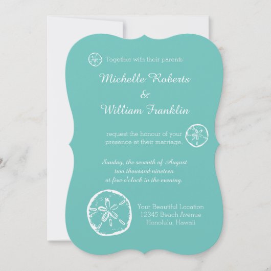 Plage de sable Turquoise dollar invitations de mar (Devant)