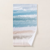 Plage de sable Vagues océaniques Aquarelle abstrai (Serviette à main)