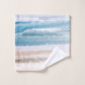 Plage de sable Vagues océaniques Aquarelle abstrai (Gant de toilette)