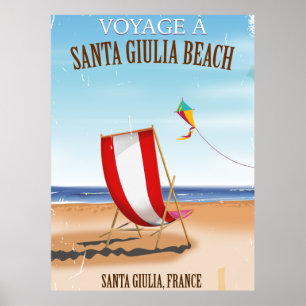 Plage de Santa Giulia Affiche de voyage française 
