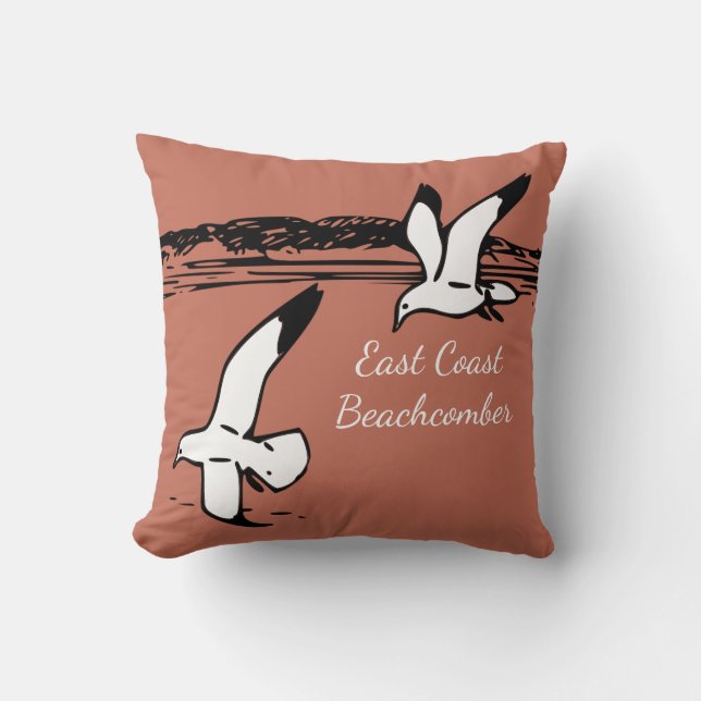 Plage de Seagull Côte Est coussin rose Beachcomber (Recto)
