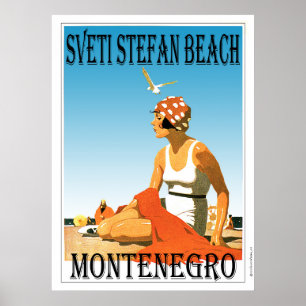 Plage de Sveti Stefan, affiche de Monténégro