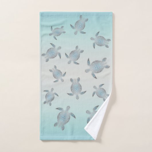 Plage de tortues argentées Style Maritime Côtier (Serviette à main)