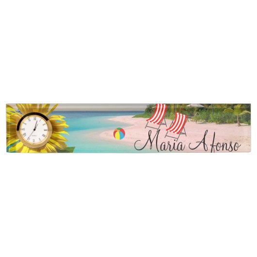 Plage de tournesol Plaque d'identification (Devant)