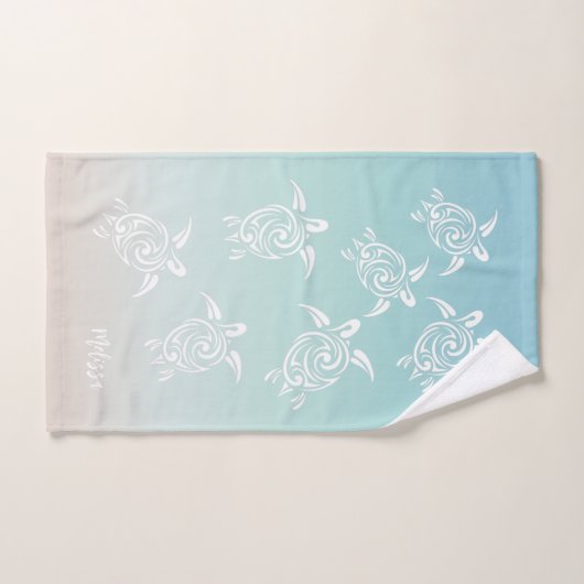 Plage des tortues blanches à thème (Serviette à main)