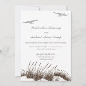 Plage dessinée à la main Invitation de mariage ave (Devant)