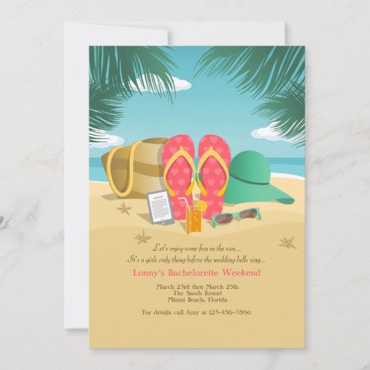 Plage Destination Bachelorette Invitations (Devant)