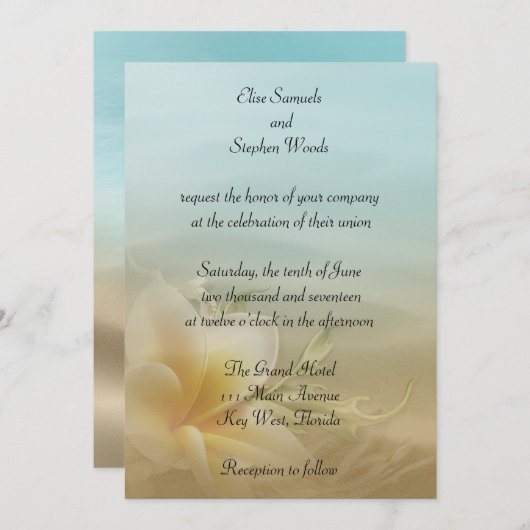 Plage Destination Mariage Invitation (Devant / Derrière)