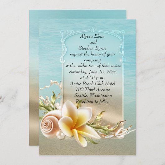 Plage Destination Mariage Invitation (Devant / Derrière)