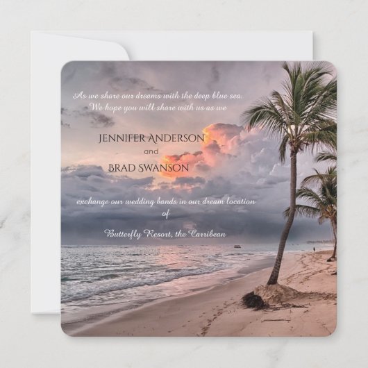 Plage Destination Mariage personnalisé Invitation (Devant)