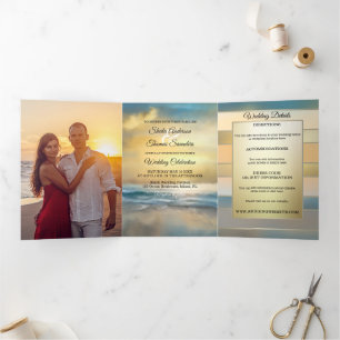 Plage Destination Mariage Tri-fold Invitation