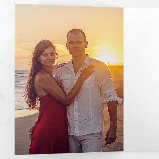 Plage Destination Mariage Tri-fold Invitation (Intérieur en premier)