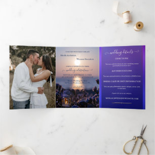 Plage Destination Mariage Tri-fold Invitation