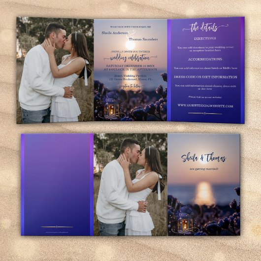Plage Destination Mariage Tri-fold Invitation