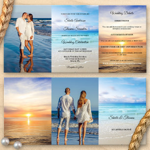 Plage Destination Mariage Tri-fold Invitation