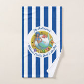Plage d'été de la marine Bleue de sirène rayée (Serviette à main)