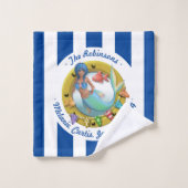 Plage d'été de la marine Bleue de sirène rayée (Gant de toilette)