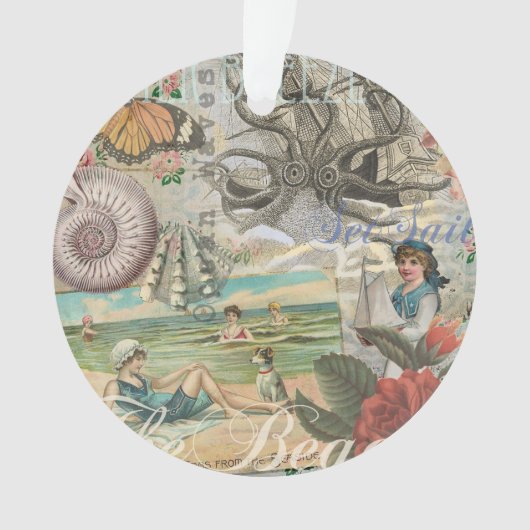 plage d'été poulpe vintage antique voile (devant)