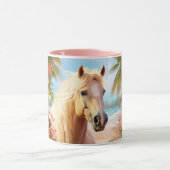 Plage d'Hibiscus rose Palomino Horse Coffee Mug (Centre)