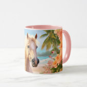 Plage d'Hibiscus rose Palomino Horse Coffee Mug (Devant droit)
