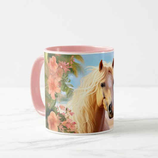 Plage d'Hibiscus rose Palomino Horse Coffee Mug (Devant gauche)