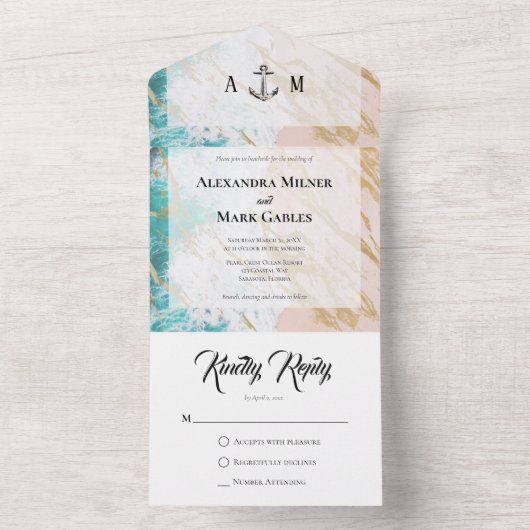 Plage D'Or Nautique Tout En Une Invitation (À l'intérieur)