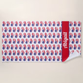Plage Drapeau américain en forme de coeur / Serviette de (Devant)