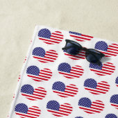 Plage Drapeau américain en forme de coeur / Serviette de (En situation)