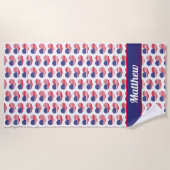 Plage Drapeau américain en forme de coeur / Serviette de (Devant)