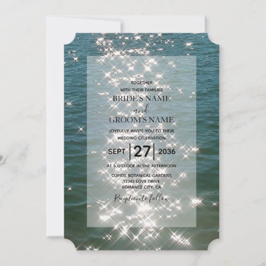 Plage Eau de Mer Éclats Mariage Invitations (Devant)